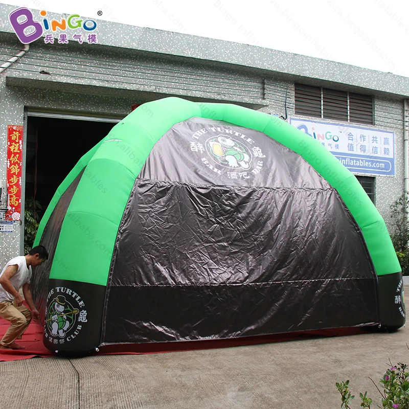  Customized black and green 7 meters inflatable event tent / Party type inflatable advertising tent 