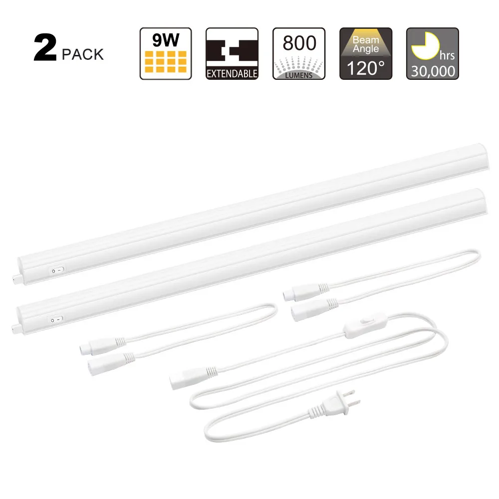 للربط T5 9 W LED تحت المطبخ مجلس الوزراء الإضاءة تحت دولاب ضوء محايد إضاءة بيضاء طول 573 مللي متر معنا قابس طاقة