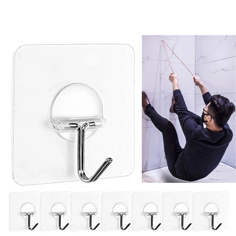 

8x Strong Transparent Suction Cup Sucker Wall Hooks Hanger For Kitchen Bathroom Organizer Tools Hook Kitchen Bathroom#sw