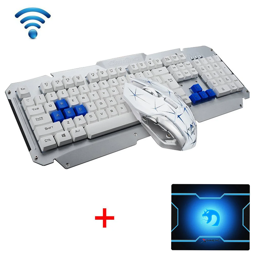 HK1600 2 4 эргономичная Игровая Usb клавиатура металлическая + оптическая геймерская