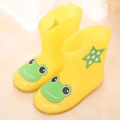 Модные непромокаемые сапоги для маленьких детей; Новинка; милые детские зимние теплые непромокаемые сапоги с героями мультфильмов; обувь для мальчиков и девочек; резиновые сапоги; CSH013 - Цвет: Yellow frog