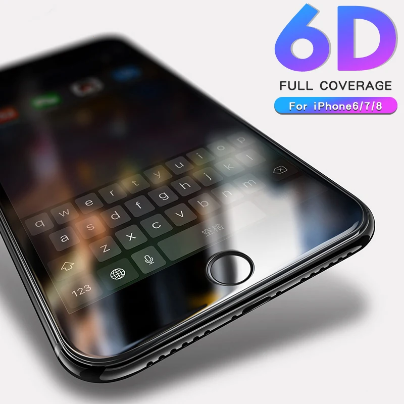 6D 9H HD полное покрытие закаленное стекло для iphone 7 plus 6s 8 x стеклянная пленка защита