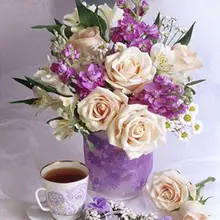 Полный Круглый/квадратный eigen фото на заказ Алмазная картина Роза Ваза фиолетовый cuivre Рождественская вышивка Рождественский Декор Горячая 925 свечение