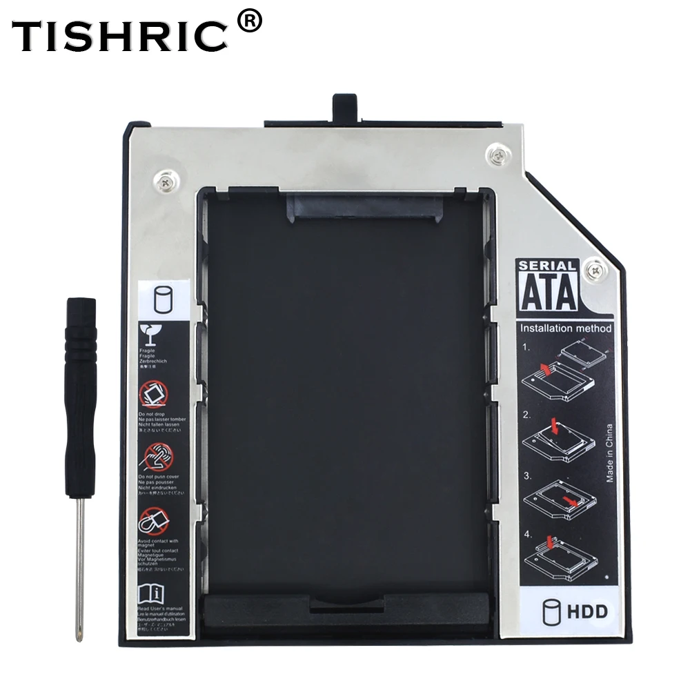 TISHRIC Алюминий 2nd HDD Caddy 9,5 мм SATA 3,0 2,5 "SSD корпус для lenovo ThinkPad Optibay T420s T430s t500 W500 T400 T410