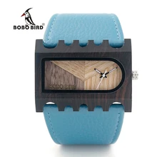 BOBO BIRD New Designer Wooden Watches Women with PU Leather Strap Quartz Watch Analog Casual Wood Ladies Wristwatches