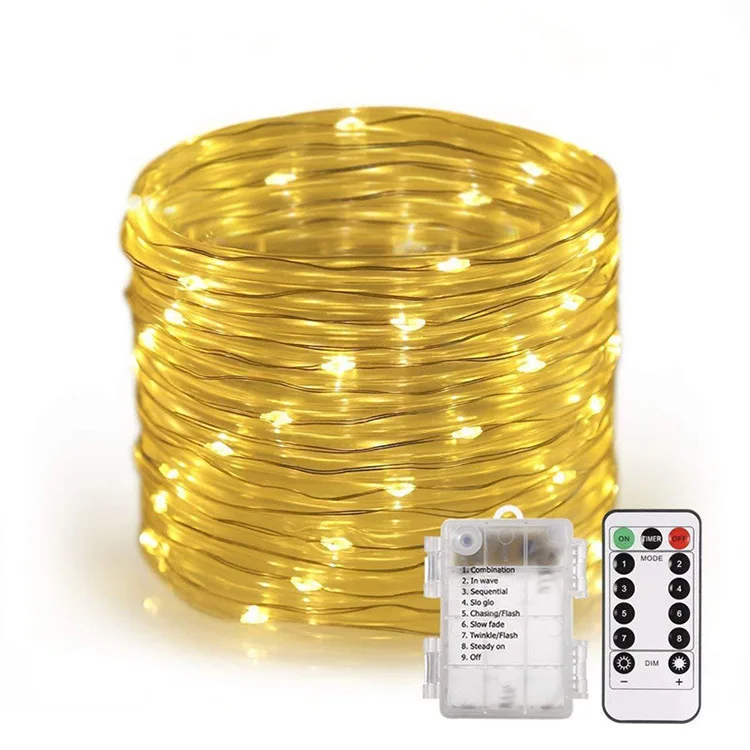 

LED Rope Lights Battery Operated Waterproof String Lights with Remote Timer Firefly Lights Dimmable Fairy Lights