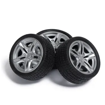 

4Pcs Simulation Tire 3.0mm Axle Hole Toy Model Accessories Black Road Car^