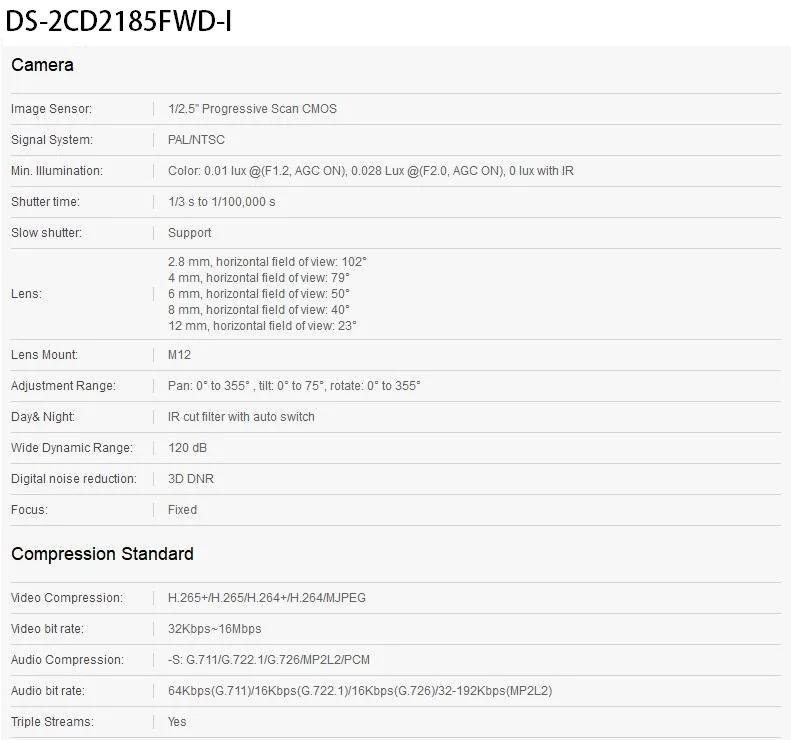 Hikvision DS-2CD2185FWD-I 8MP Сеть мини купольная камера видеонаблюдения POE sd-карта 30 м IR H.265+ IP камера