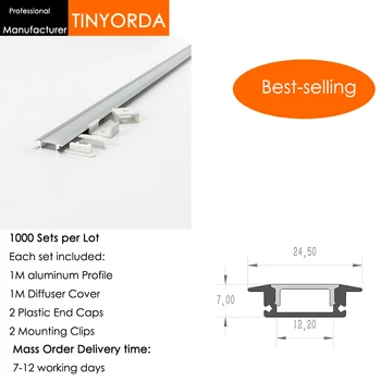 

Tinyorda 1000Pcs (1M Length) Led Alu Profile Led Channel Profil for 12mm LED Strip Light 1M LED Profile Alu Profile channel