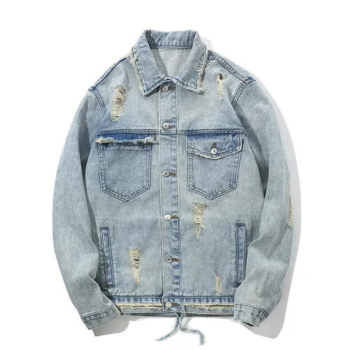 LISER Denim Jacket Men's Hip Hop Jacket Letter Printing Loose Streetwear Harajuku Veste Homme Lahore