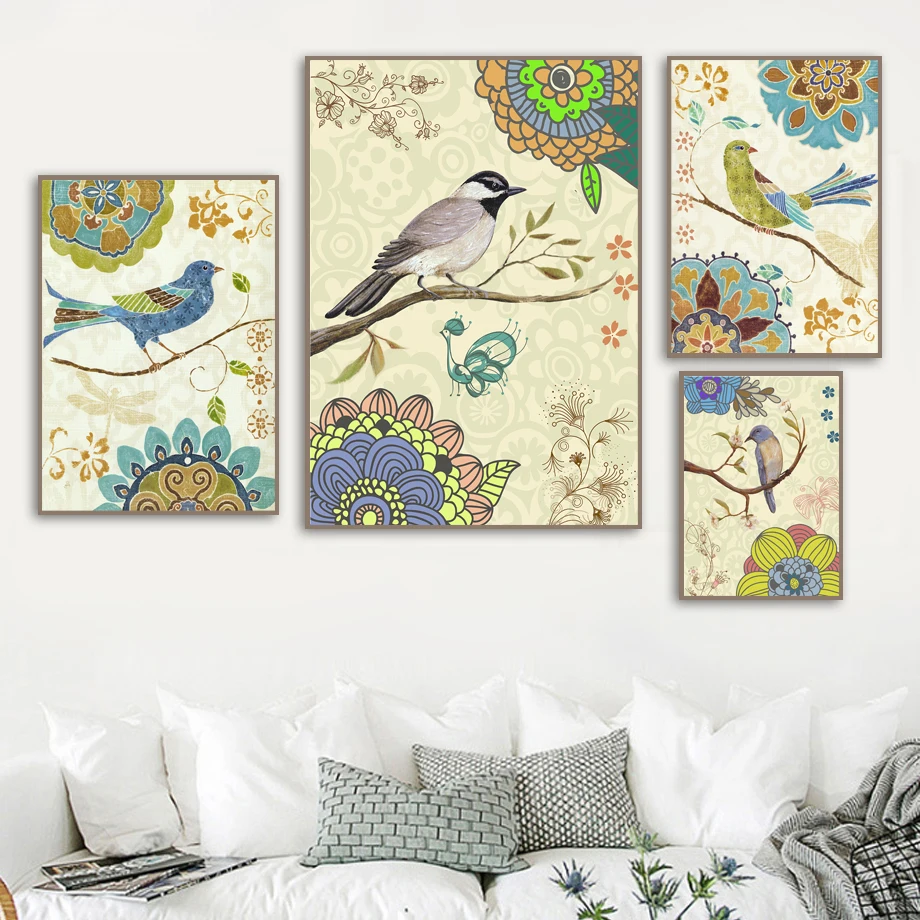 

Chinese Style Magpie Bird Flower Wall Art Canvas Painting Posters And Prints Animal Wall Pictures For Living Room Home Decor