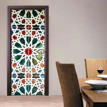 

Kaleidoscope Pattern Vinyl Wall Stickers Creative Door Renovation Decorative Stickers for Bedroom Living Room Home Decor DM015