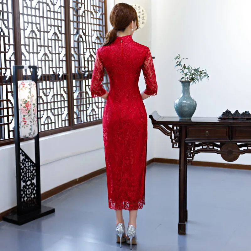Винтажное свадебное платье в китайском стиле Cheongsam в стиле ретро, длинная одежда, сексуальные тонкие вечерние платья, свадебное платье