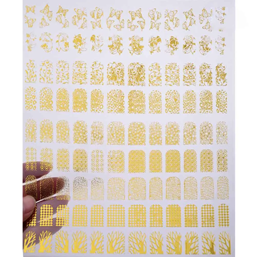 

Nail Art Sticker 3D Metal Hollow Golden Flower Leaf Lace DIY Manicure Nails Art Gift Drop Ship