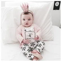 Коллекция года, Осенние комплекты одежды для новорожденных девочек хлопковая футболка с длинными рукавами и надписью для малышей и штаны для маленьких девочек, Here Comes Trouble