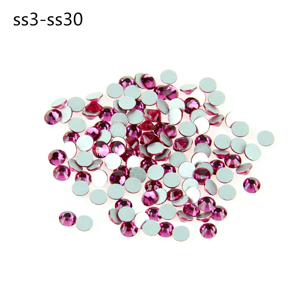 

Free Shipping AAA ss3-ss30 Fuchsia Crystals Rhinestones Non Hot Fix Flat Back Glue Nail Diamond Strass Hotfix For Bridal Shoes