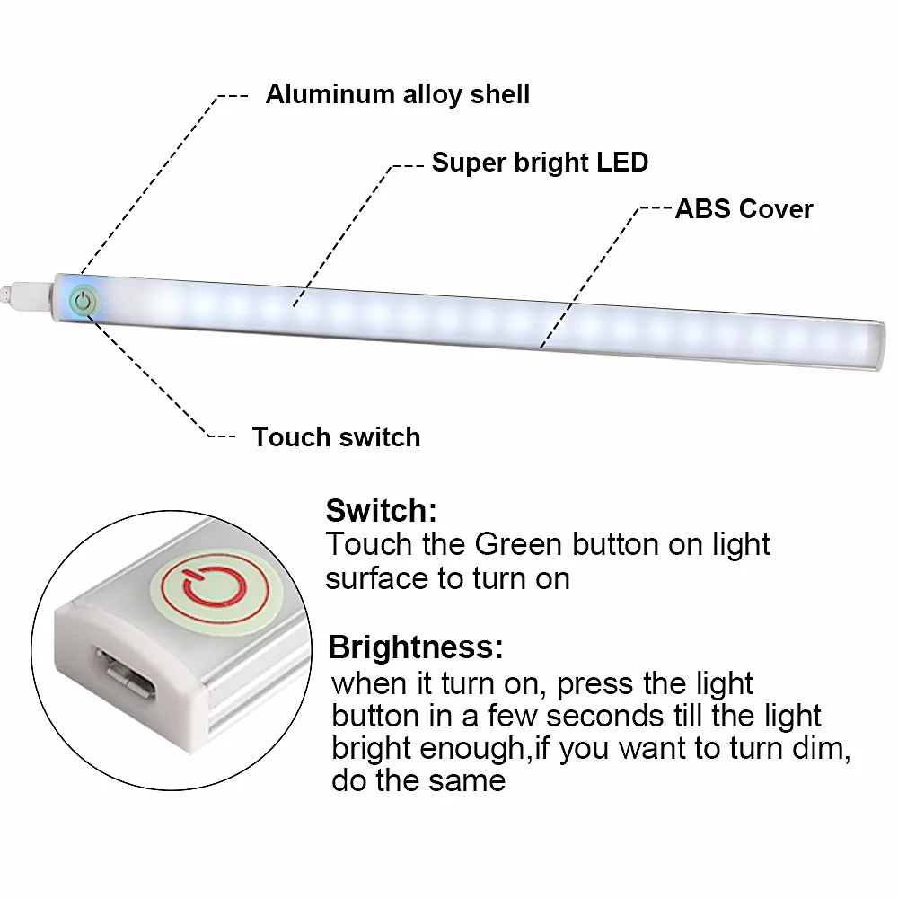 المطبخ مصباح ليد USB عكس الضوء إحساس اللمس الصمام ضوء تحت الكابين ل مصابيح بجانب السرير خزانة غرفة النوم خزانة المنزل الإضاءة الإنارة