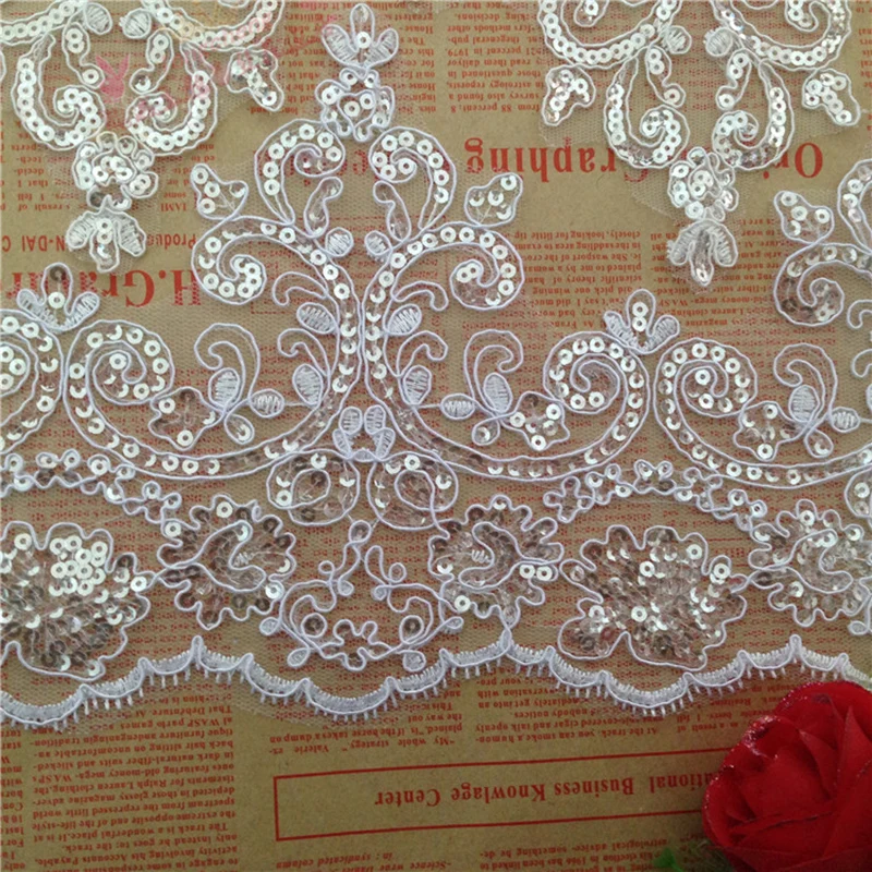 9 ярдов блестки чистый белый цветок из ткани Венеция Аппликация с кружевной отделкой шитье ремесло для свадебного украшения