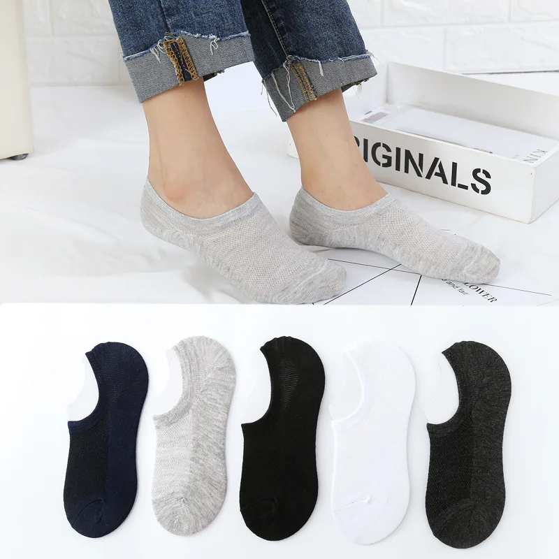

3 Pairs/ Lot Quality Spring Summer Cotton Ankle Socks for Mens Business Casual 5 Solid Colors Boat Socks Male Mesh Sock Slippers