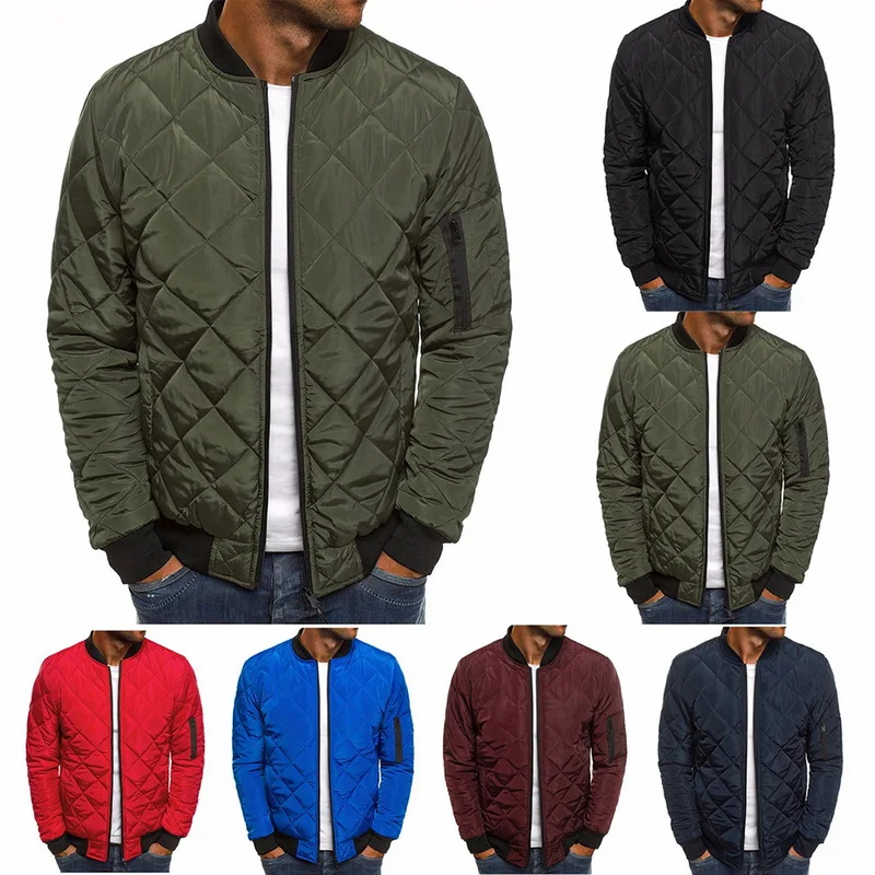 

Adisputent Fashion Male Coats Men's Lightweight Windproof rhombic outwear Jacket winter men Solid Warm Jackets Plus Size 2XL