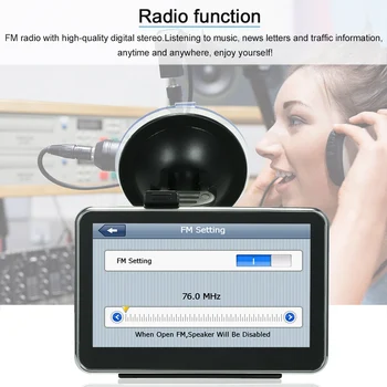 

Touchscreen Voice Announcement Car GPS Navigation 7-inch Portable GPS Navigator DDR128M 4GB Built-in Europe Maps