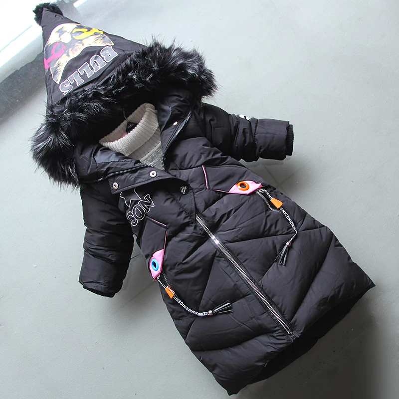 

BibiCola girls coats winter warm children cartoon long style down parkas clothes casual cotton hooded jackets bebe outerwear
