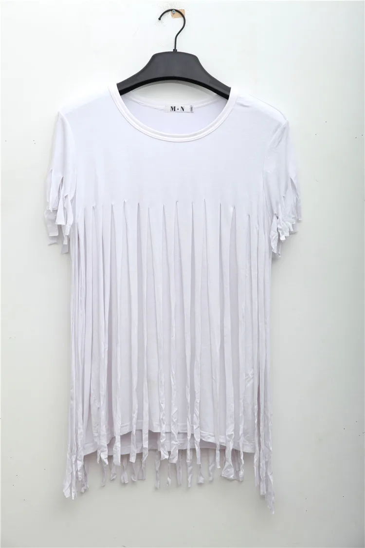 European Decadent Rock Hip Hop Personality Tassel Performance Short Sleeved T font b shirt b font
