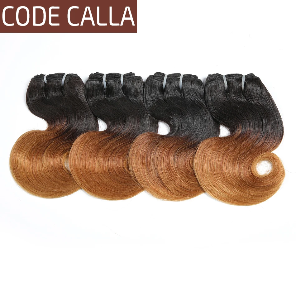 

Code Calla Peruvian Double Drawn Body Wave Short-cut Raw Virgin Human Hair Ombre Brown Color 4-6 Bundles Weave Can Make A Wig