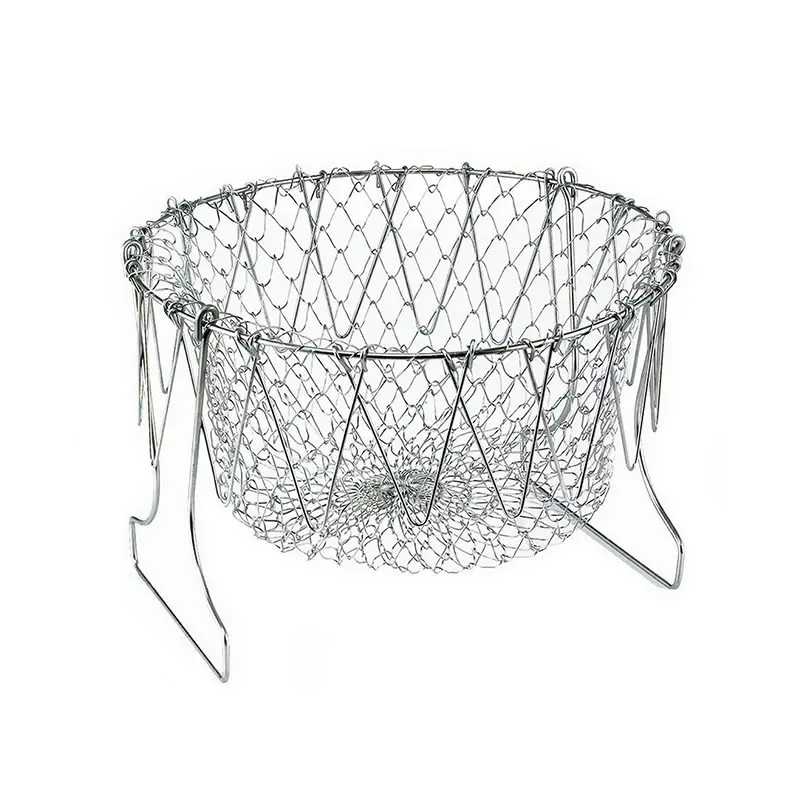 Stainless Steel Basket Strain Collapsible Colander Basket Kitchen Colander Magic Mesh Basket