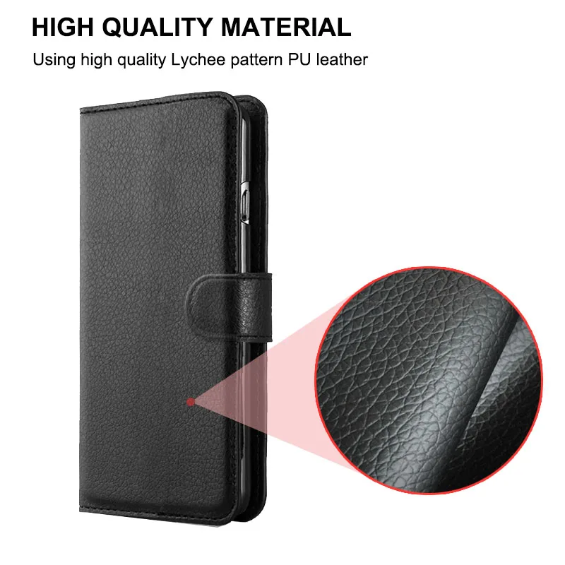 For Samsung Galaxy A60 Case Flip Wallet Card Slot Lichee Pattern PU Leather Case Full Protect Cover For Samsung A60 Phone Cases