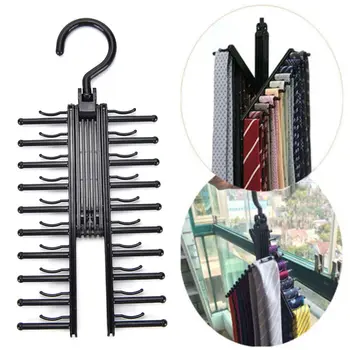

360 Degree Rotating 20 Tie Rack Closet Organizer Neck Ties Necktie Belt Scarves Non-slip Holder Hanger