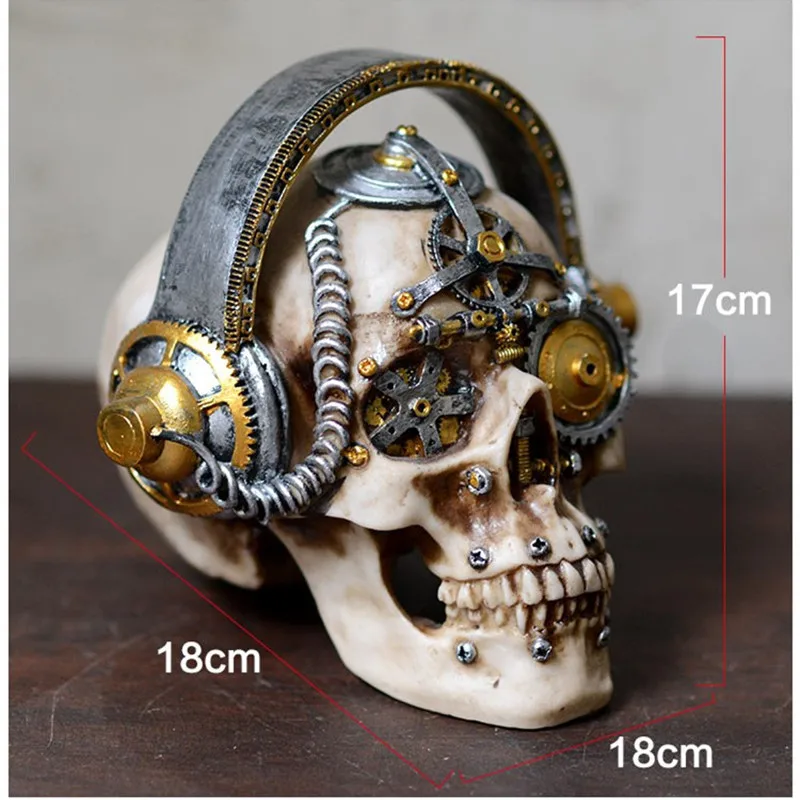 Статуи и скульптуры в виде черепа из смолы, садовые статуи, скульптуры, украшения в виде черепа, креативное искусство, механическая статуя черепа