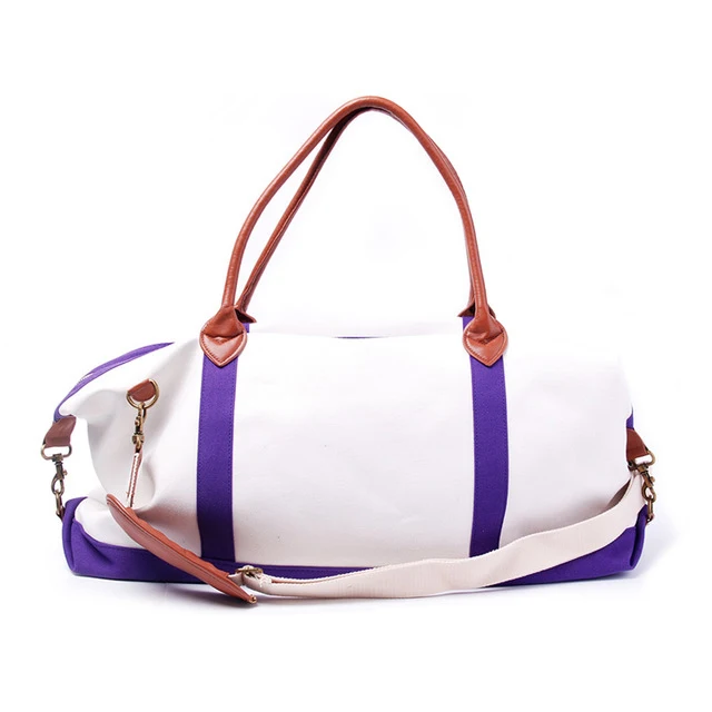 

Personalize Canvas Weekender Bag Large Capacity Inside Zipper Pocket Gorgeous Tote Bag With Faux Leather Handbag Free Shipping