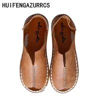 HUIFENGAZURRCS/летние сандалии из натуральной кожи обувь ручной работы художественная обувь на плоской подошве в стиле ретро mori girl повседневная обувь