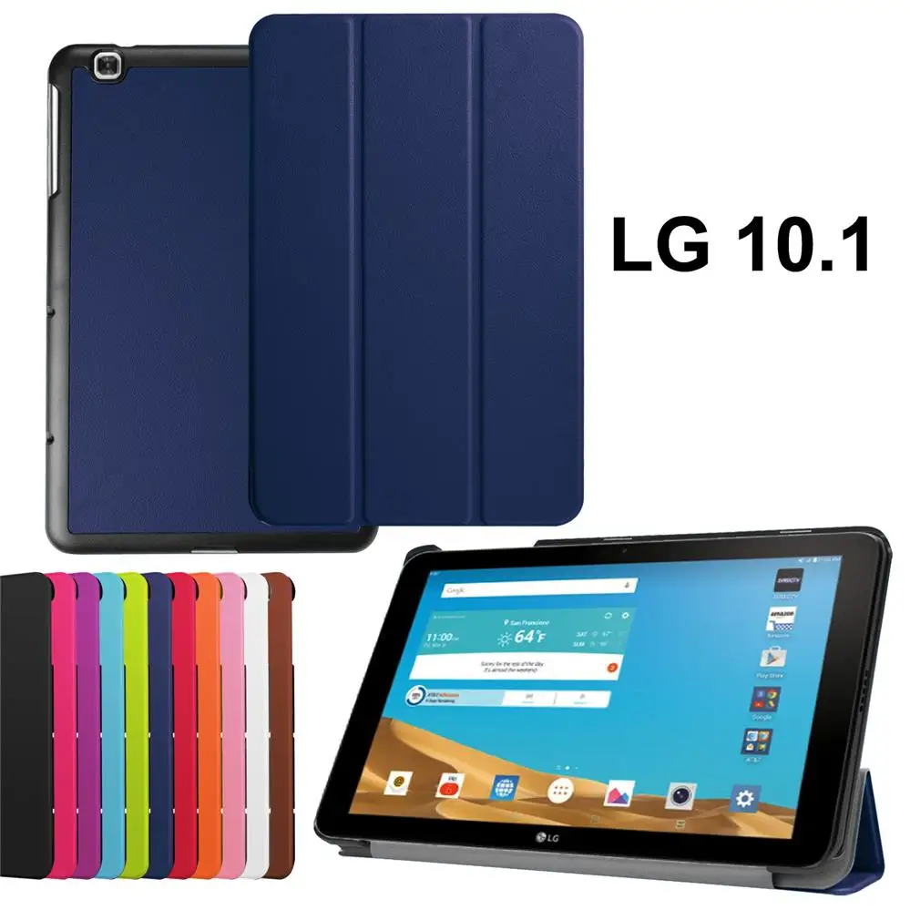 

Smart Tablet Case For LG GPAD 2 V940N 10.1 Stand Cover PU Leather Slim Shell With Tempered Glass Screen Protector Stylus Pen
