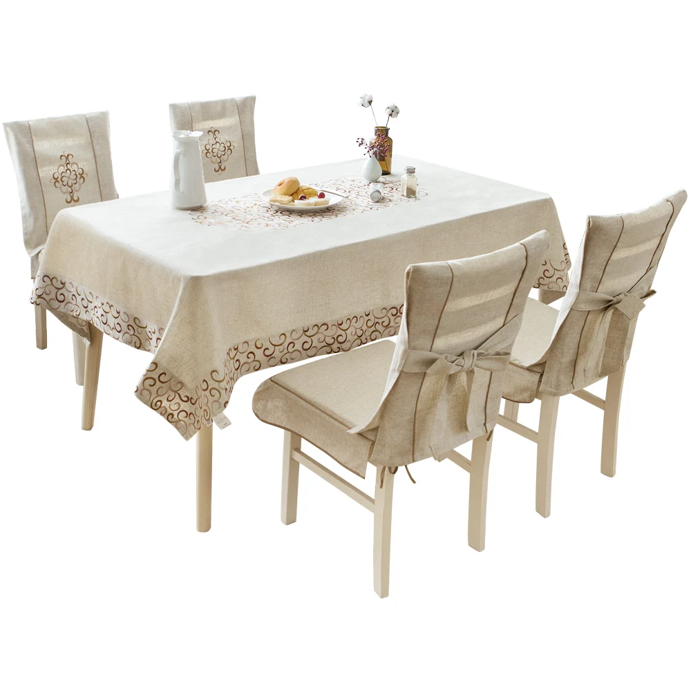 

Modern Solid Color Embroidered Tablecloth Cotton Linen Coffee Tablecloth Restaurant Party Outdoor Home Decoration Table Cloth