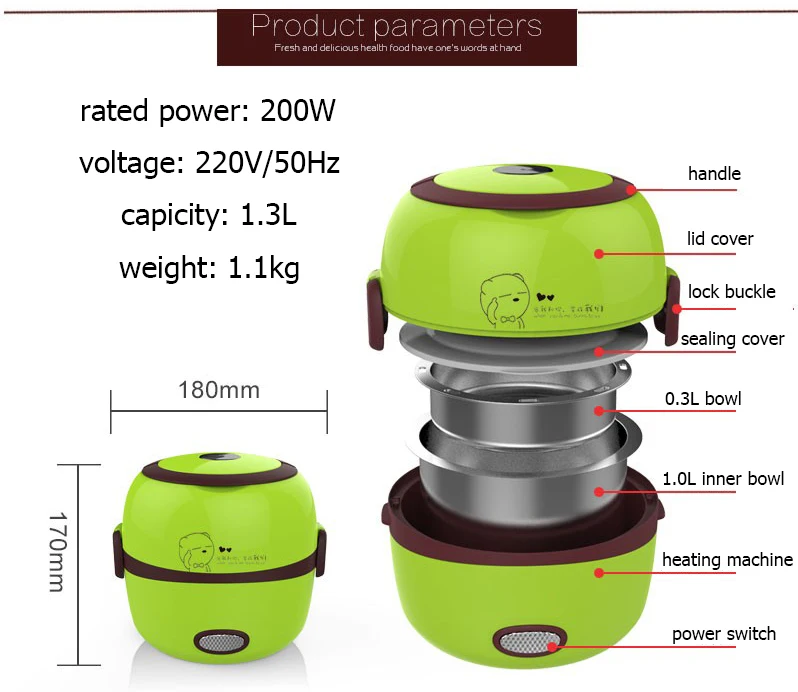 Мини-рисоварка с изоляцией Подогрев Электрический Ланч-бокс 2 слоя портативный Пароварка многофункциональный автоматический контейнер для еды ЕС