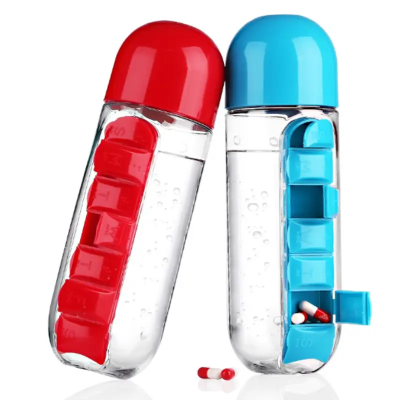 

Seven days 600ml my water bottle Combo bottles Pill Box botle outdoor bootle botella de agua sport drinking garrafas drink