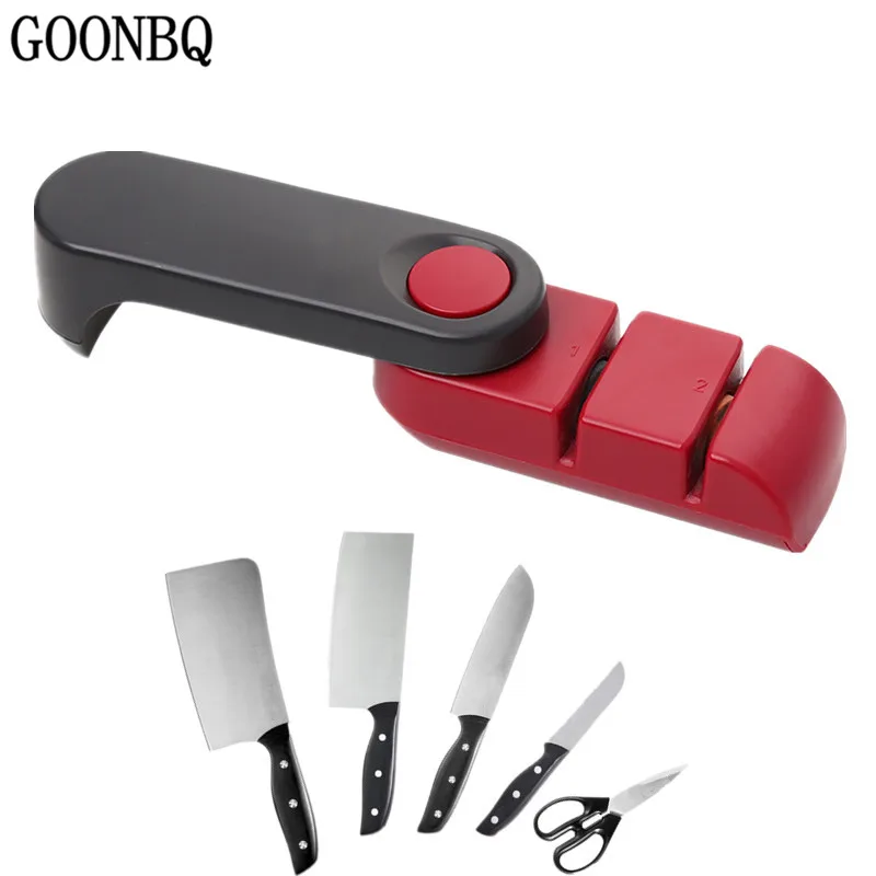 GOONBQ 1pc Rotary Knife Sharpener Metal Professional Two Stages Kitchen