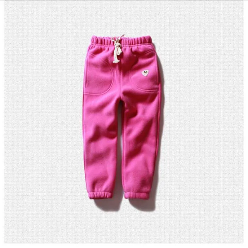 Детские повседневные штаны для мальчиков и девочек, весенне-осенние флисовые штаны унисекс, детские спортивные брюки для От 2 до 7 лет - Цвет: rose red
