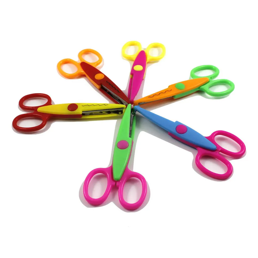 

6x Kids Colorful Cute Scissors Photos Card Paper Cutting Lace Edge Shape Cut Set