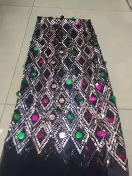 

New design diamond angle sequin embroidery French tulle African lace Nigeria lace fabric for party dress DIY wedding fabric