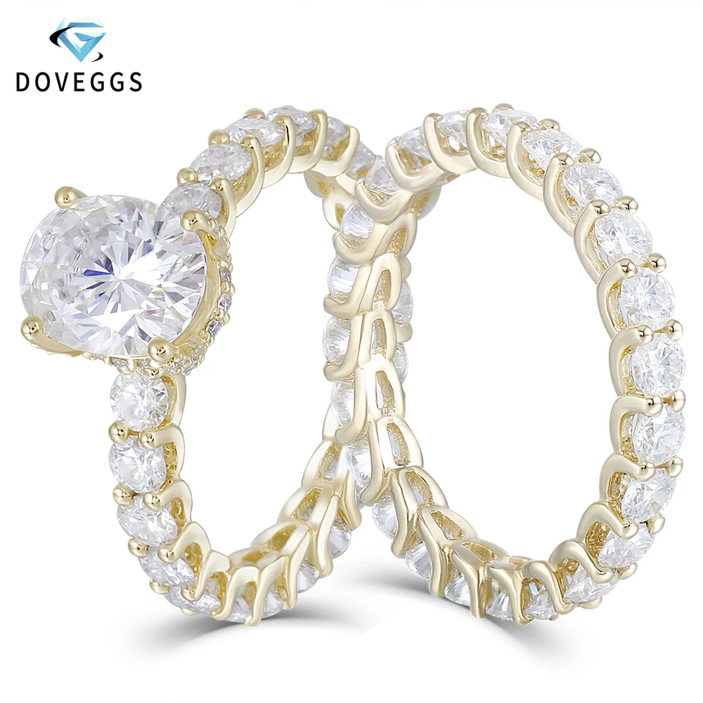 DovEggs 18K 750 желтое золото 2 карата 7 5x10 мм овальной огранки F цветной муассанит