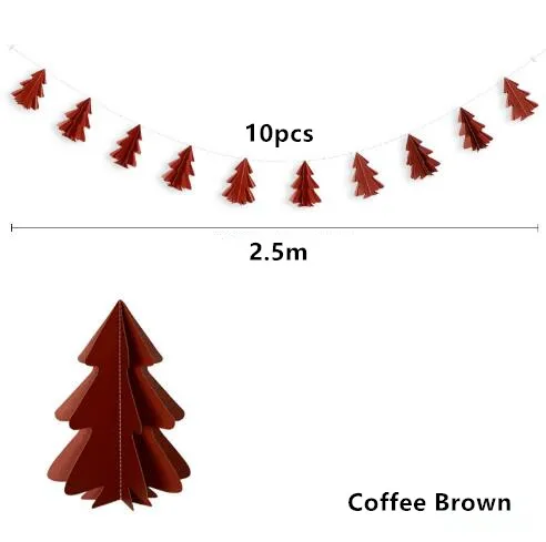 2,5 м Мини-гирлянда с бумажным флагом для рождественской елки, вечерние гирлянды, украшения, баннеры для счастливой рождественской вечеринки, 10 шт - Цвет: Style 2 Coffee