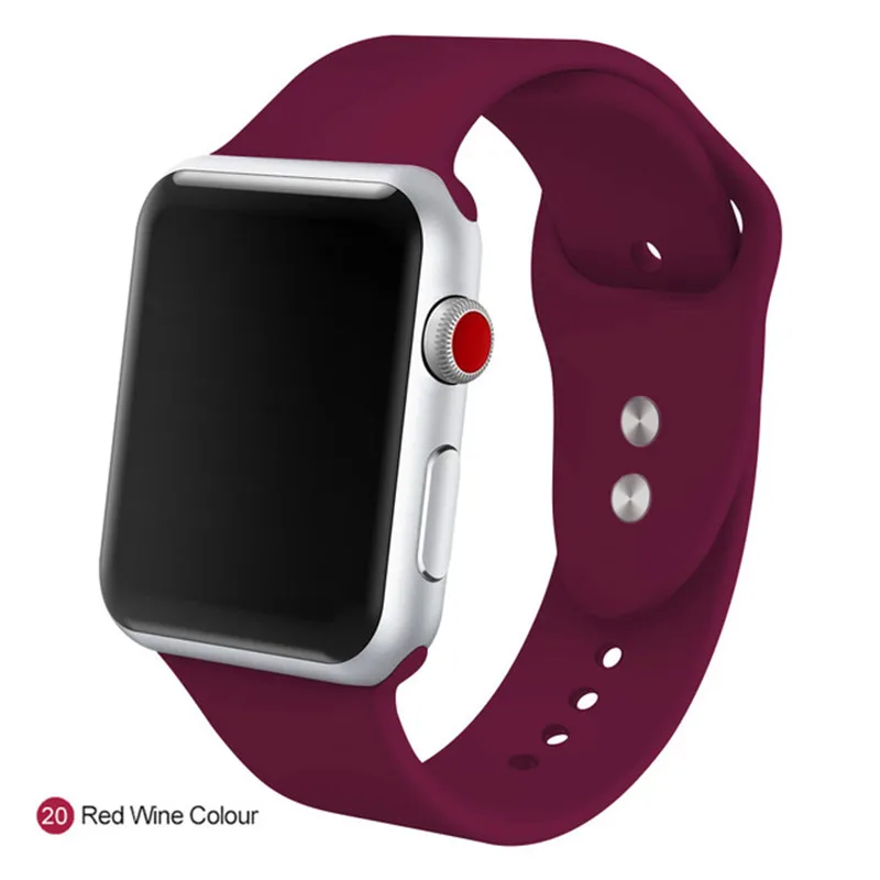 Мягкий силиконовый сменный ремешок для Apple Watch band 4, 5, 44 мм, 40 мм, браслет для iWatch series 3/2/1, 42/38 мм, аксессуар - Цвет ремешка: red wine colour
