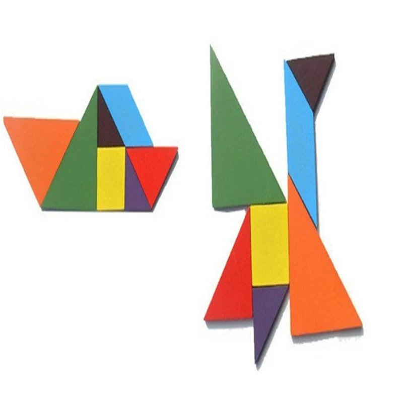 Деревянная головоломка Tangram из 7 частей красочная квадратная игра IQ