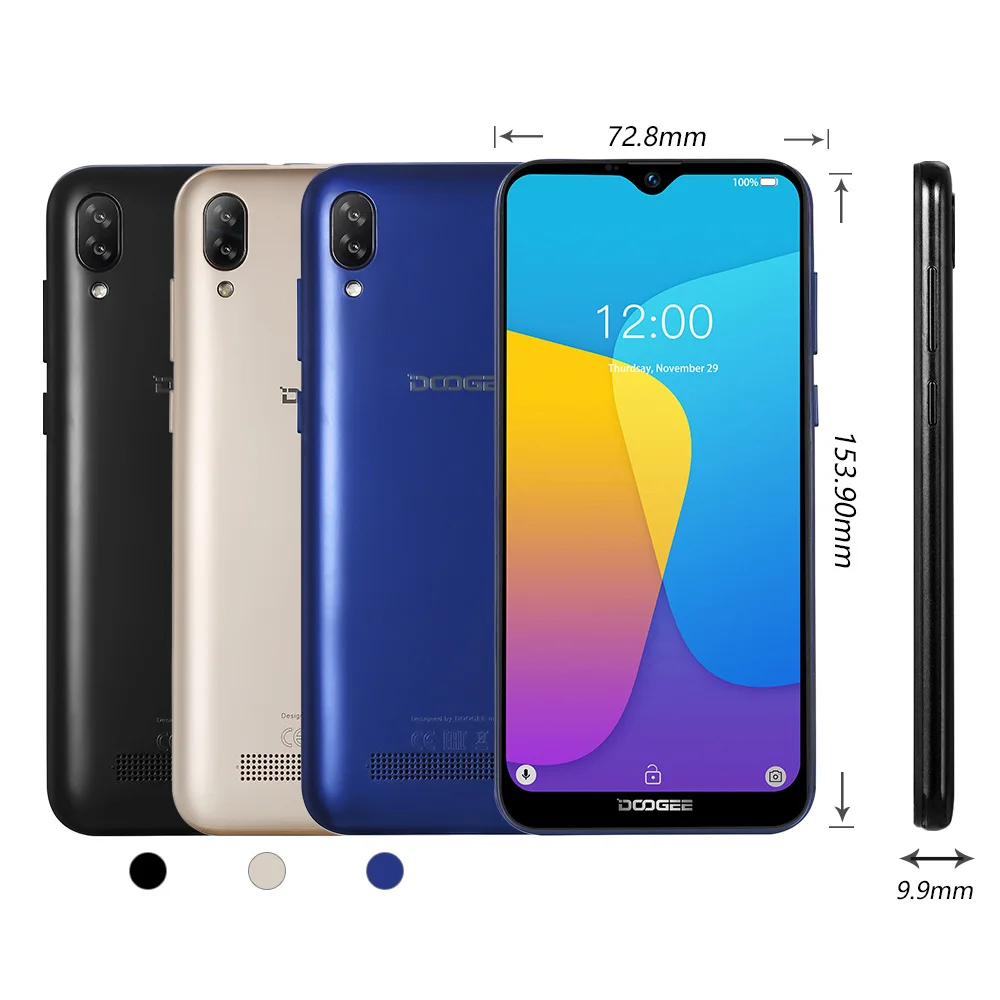 Original DOOGEE Y8c Android 8.1 6.1inch Waterdrop LTPS Screen Smartphone MTK6580 1GB RAM 16GB ROM 3400mAh Dual SIM 8MP+5MP WCDMA