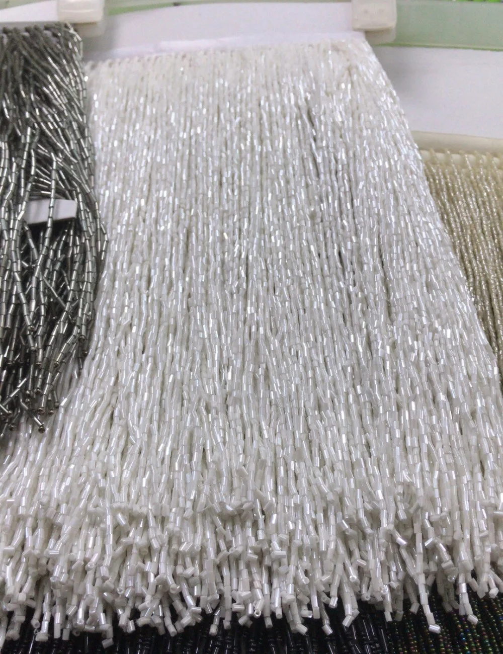 

sat-61928 beaded tassel fringe 25cm width for decoration dress/fashion designer