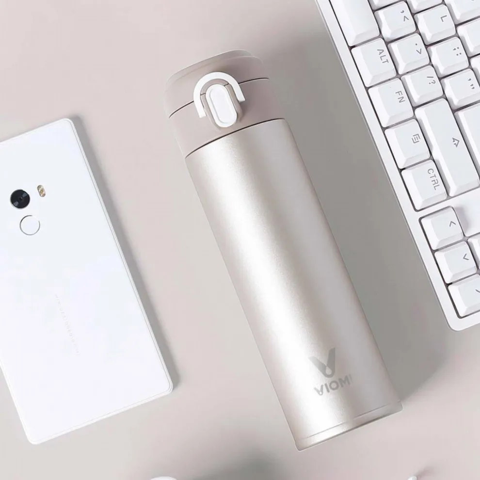 Оригинальная Xiaomi mi jia VIO mi, 300 мл, вакуумная колба из нержавеющей стали, 24 часа, «Умная» бутылка для воды, термос с одной рукой - Цвет: Gold