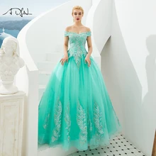 ADLN мятно-зеленые пышные платья дешевые vestido de debutantes 15 nos с открытыми плечами бальное платье вечернее платье для выпускного вечера милое 16 платье